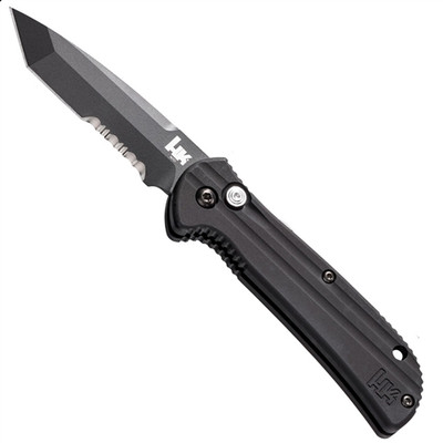 Benchmade H&K Mini-Entourage Tanto Auto Knife, Black Combo Blade