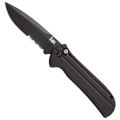 Benchmade H&K Entourage Auto Knife, Black Combo Blade | BladeOps