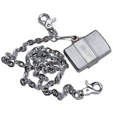 Satin Chrome Zippo with Chain, 24414
