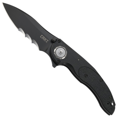 CRKT Linchpin Deadbolt Lock Flipper Knife, Black Combo Blade