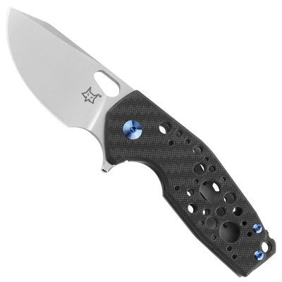 Fox Knives Suru Carbon Fiber/Titanium Flipper Knife, Blue Hardware
