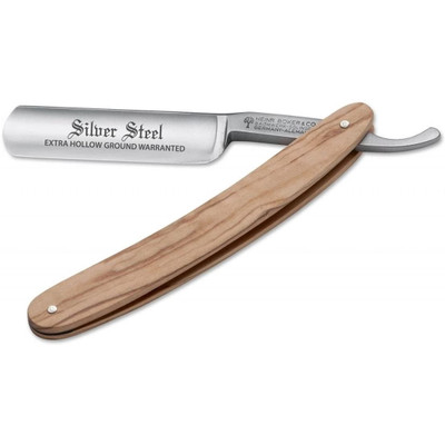 Boker Olive Wood 6/8 Silver Steel Straight Razor, Solingen | BladeOps