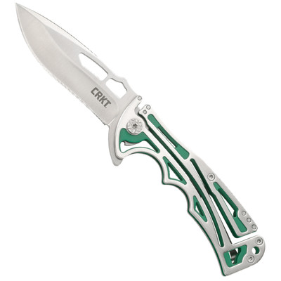 CRKT Green NIRK Tighe Flipper Knife, Satin Blade | BladeOps