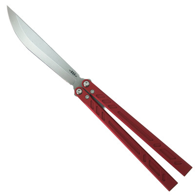 BRS Red Barebones Butterfly Knife, Stonewash Blade | BladeOps