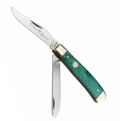 Boker Traditional Series 2.0 Trapper Smooth Green Bone Handles Folding  Knife, D2 Blade