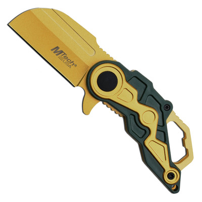MAQuill セット Mtech USA MT-A1199GYL Spring Assist Knife, Gold Cleaver Blade