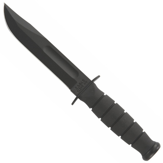 KA-BAR 1256 Short Knife, Clip Point, Kraton G Handle, Leather Sheath