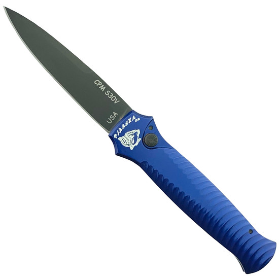 Piranha Blue Mini-Guard Auto Knife, CPM-S30V Black Blade