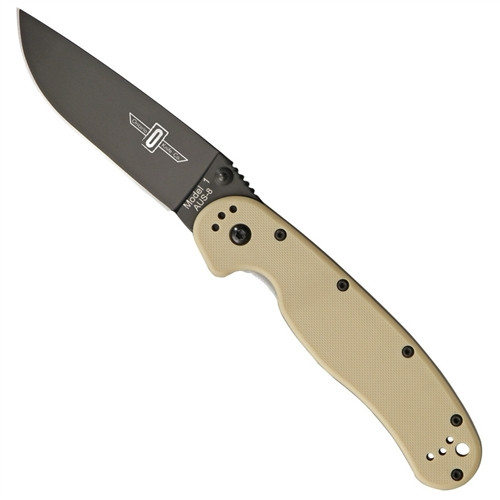 Ontario 8847DT Desert Tan RAT Model 1 Folder Knife, AUS-8 Black