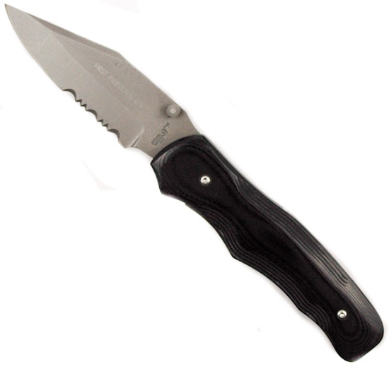 Bear OPS Manual Folder Knife, Part Serrated Bead Blast Clip Blade, Zytel Handle