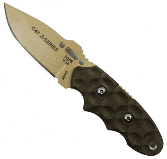 TOPS Knives Canvas Micarta C.A.T. Knife, Coyote Tan Blade