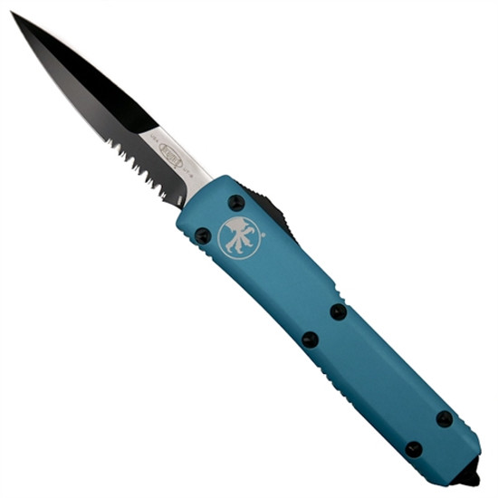 Microtech 120-2CCTQ Turquoise Contoured Ultratech Bayonet OTF Auto Knife, Black Combo Blade
