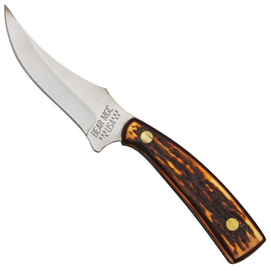 Bear & Son Stag Delrin Upswept Skinner Fixed Blade Knife, 753
