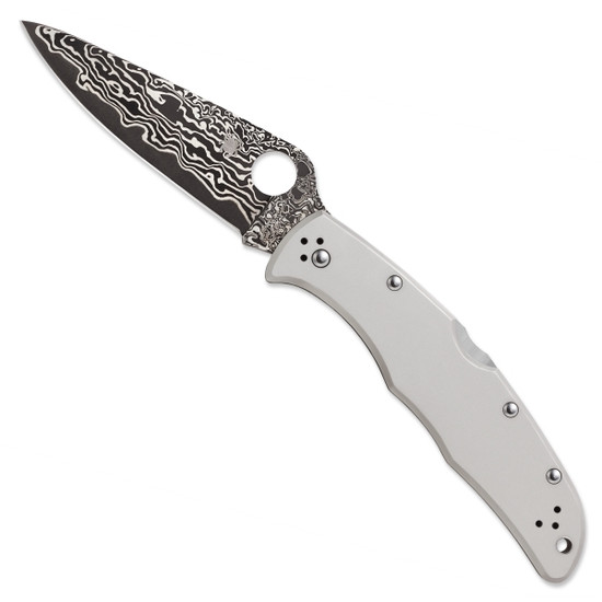 Spyderco Titanium Endura 4 Folder Knife, Damascus Blade