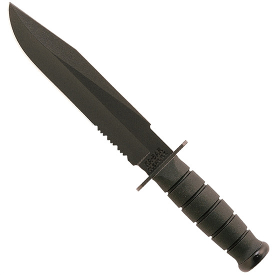 Ka-Bar Black Fighter Knife, Part Serrated