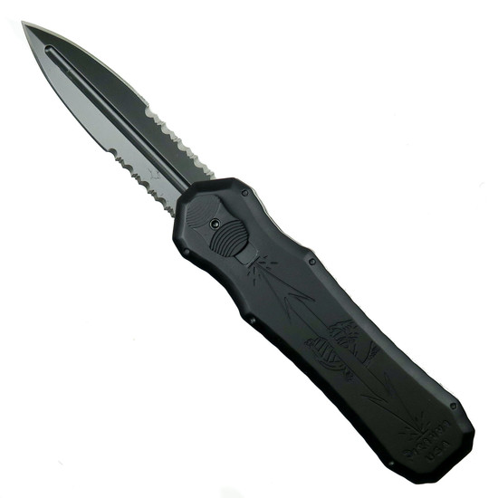 Piranha Excalibur D/E OTF Auto Knife, 154CM Black Combo Blade