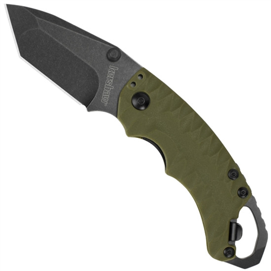 Kershaw 8750TOLBW Olive Shuffle II Tanto Folder Knife, BlackWash Blade FRONT VIEW