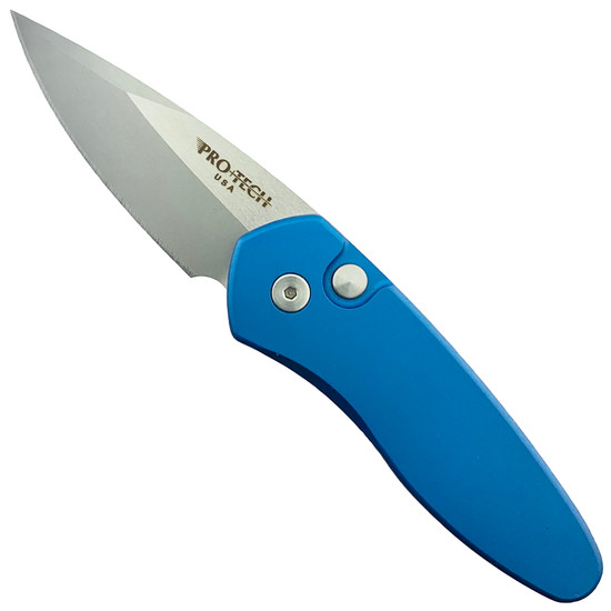 ProTech Sprint Auto Knife, Blue Handle, Stonewash Plain Blade
