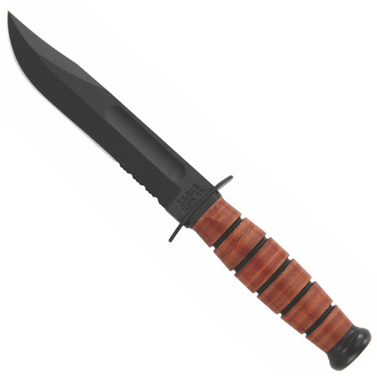 Ka-Bar USA Short Leather Handle Fighting Knife,Combo Edge