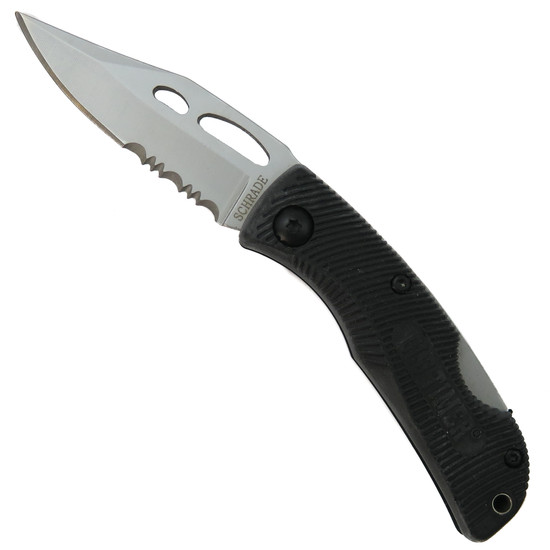 Schrade Old Timer MA3S Small Safe-T-Grip Folder Knife, Bead Blast Part Serrated Blade