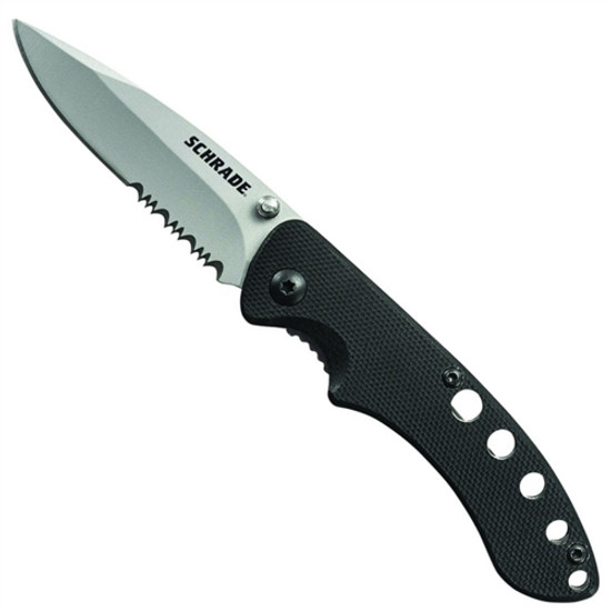Schrade 107S Liner Lock Knife, G10 Handle, Bead Blast Combo Blade