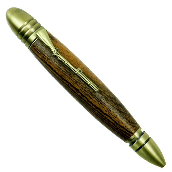 Loki Tool Bocote Civil War Twist Pen, Antique Brass Closed