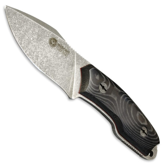 Boker Arbolito El Heroe Micarta Fixed Blade Knife, Dark Stonewash Blade FRONT VIEW