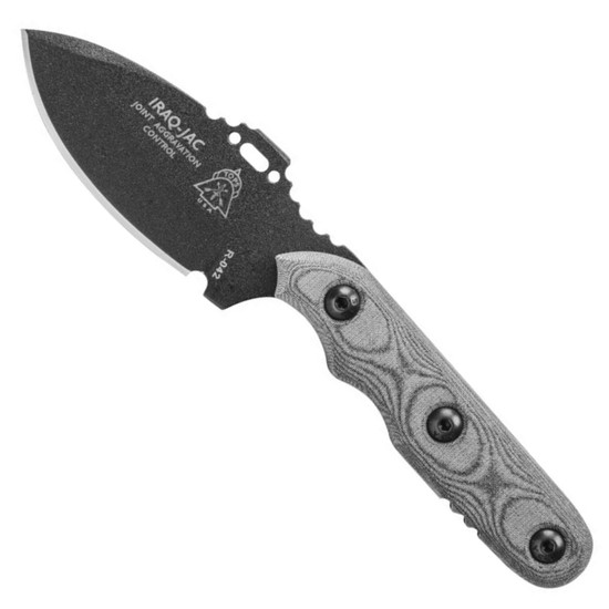TOPS Iraq J.A.C. Fixed Blade Knife, Black Blade FRONT VIEW