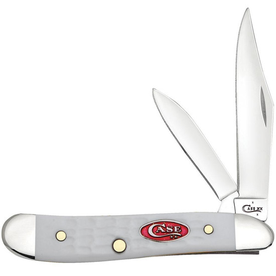 Case Peanut White Synthetic Folder Knife, Satin Blades FRONT VIEW