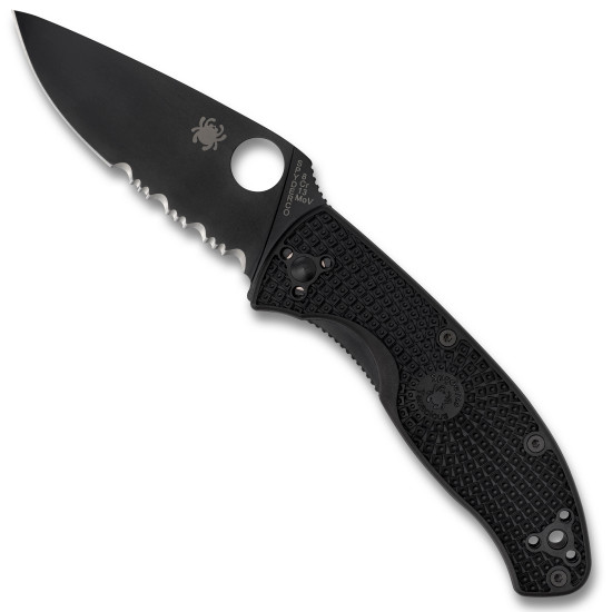 Spyderco Tenacious Lightweight Folder Knife, Black Combo Blade
