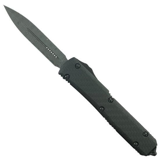 Microtech Ultratech Dagger Carbon Fiber OTF Auto Knife, Damascus Blade