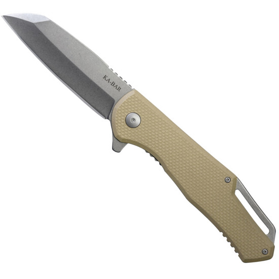 Ka-Bar Jarosz Wharncliffe Flipper Knife, Stonewash Blade | BladeOps