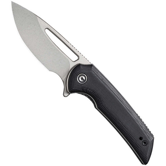 CIVIVI Black Odium Flipper Knife, Stonewash D2 Blade