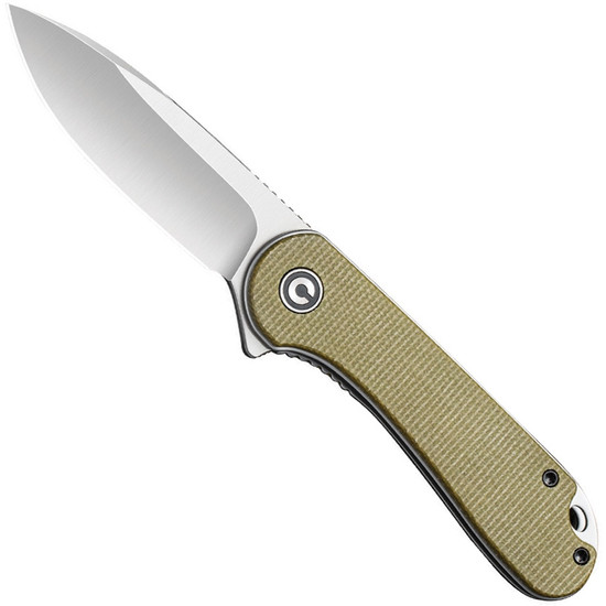 CIVIVI Olive Micarta Elementum Flipper Knife, Satin D2 Blade