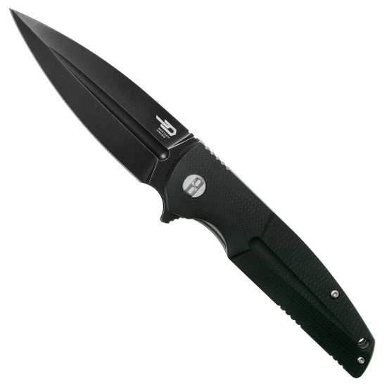 Bestech Knives Fin Black G10 Folding Knife, Black Blade
