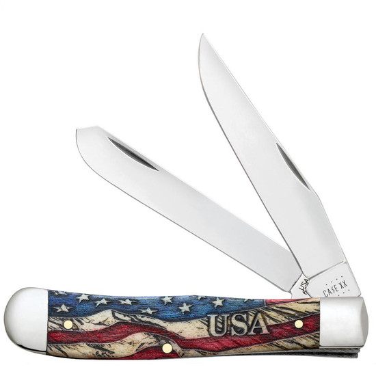 Case Vintage Flag Natural Bone Color Wash Trapper Knife