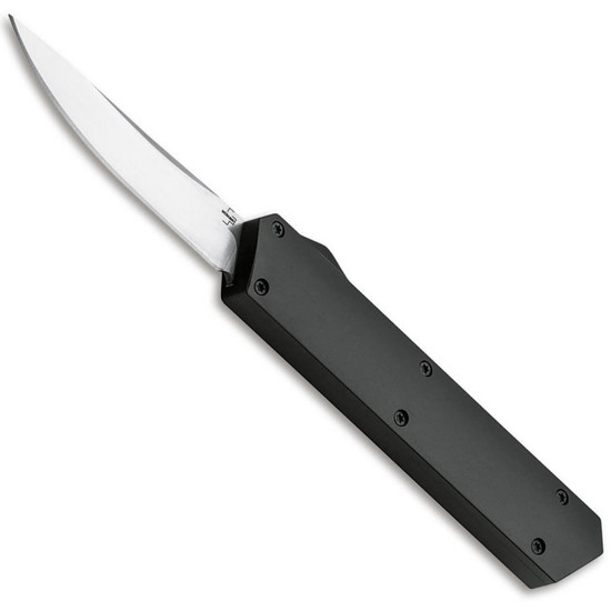 Boker Plus Exclusive White Kalashnikov OTF Auto Knife, Black Dagger Blade