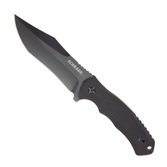 Schrade Black G10 Steel Driver Clip Point Fixed Blade Knife 