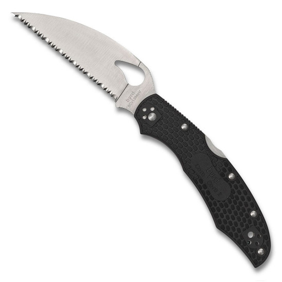 Spyderco Byrd Cara Cara 2 Wharncliffe Black FRN Lockback Knife, Serrated Blade