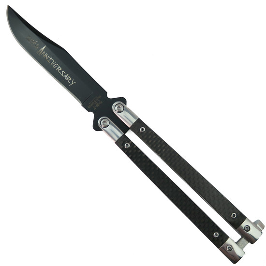 Bear & Son 30th Anniversary Carbon Fiber Balisong Butterfly Knife, Clip Point