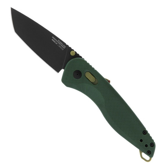 SOG Forest and Moss Green Aegis AT Tanto Folding Knife, Black Blade