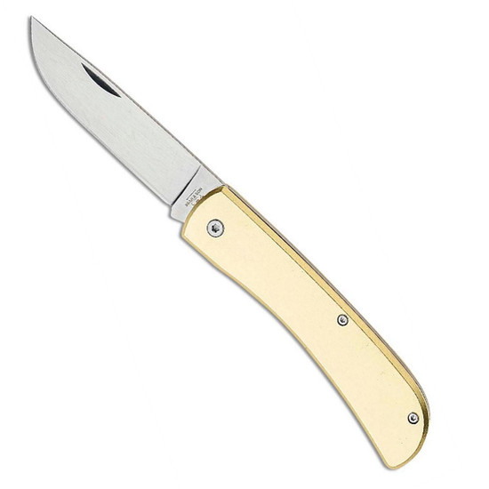 Bear & Son Yellow Aluminum Large Farmhand Knife, Drop Point Blade
