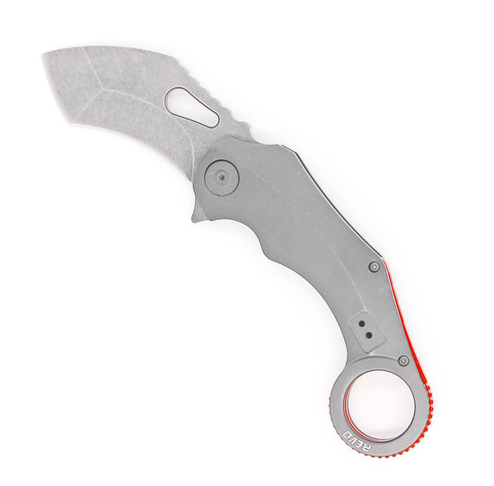 REVO Gray K9 Karambit Knife, Stonewash Blade