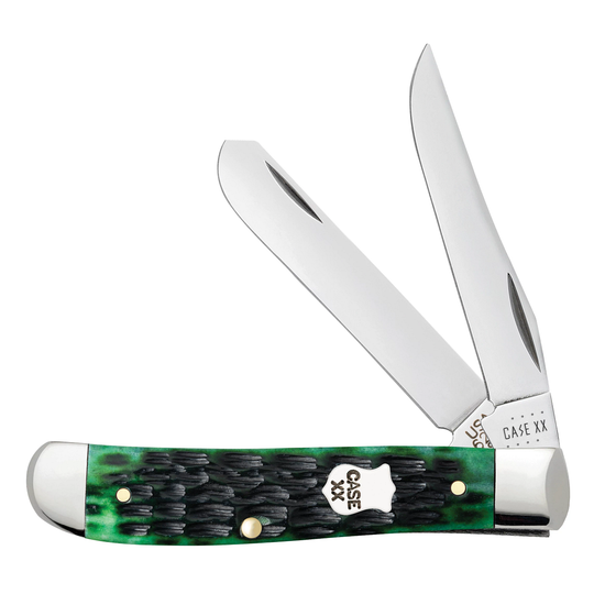 Case Bermuda Green Bone Crandall Jig Mini Trapper Knife, Polish Finish Blade