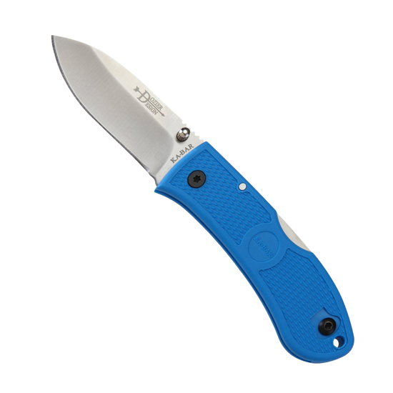 KA-BAR Dozier Blue Folding Hunter Knife, Satin Drop Point Blade