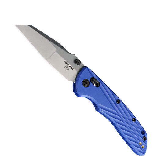 Hogue Knives Blue Deka MagnaCut Wharncliffe Folding Knife, Stonewash Blade