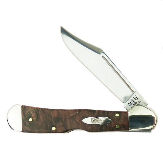 Case Brown Maple Burl Wood Trapper Pocket Knife