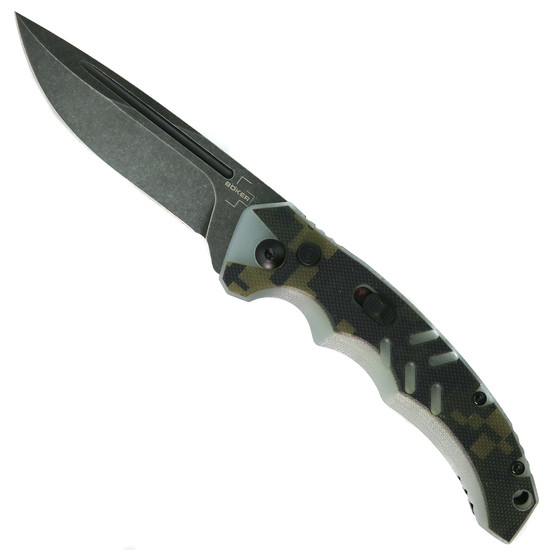 Boker Plus Exclusive Digi Camo Intention II Auto Knife, Dark Stonewash D2 Blade