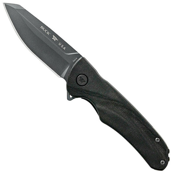 Buck Black Micarta Sprint Ops Flipper Knife 