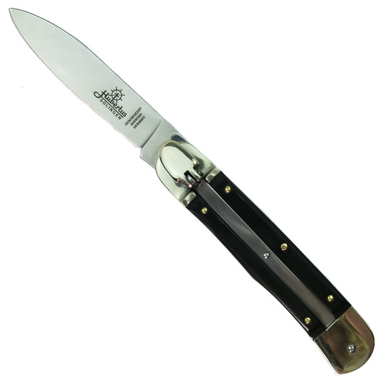 Hubertus Solingen Classic Springer Wood Leverlock Knife, Drop Point Blade